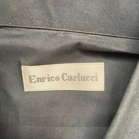 Enrico Carlucci BLACK Lons sleeve button down shirt size M - Picture 2 of 3